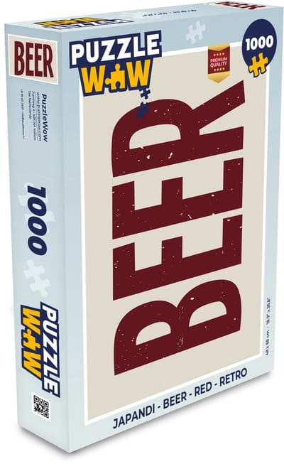 Puzzel Japandi - Beer - Red - Retro - Legpuzzel - Puzzel 1000 stukjes volwassenen