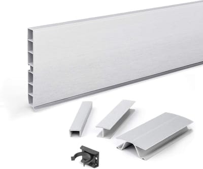 Keukenplint 100mm Aluminium Satijn Kunststof Sokkel Afsluitstrip 3 Meter