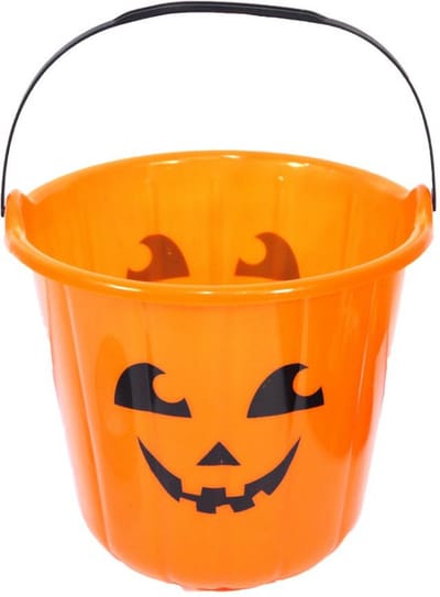 Henbrandt Pompoen snoepemmer - oranje - 16 x 18 cm - kunststof - handvat - Halloween