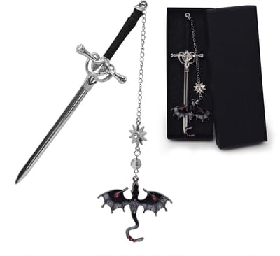 Dailygoods - Gepersonaliseerde Boekenlegger met Metalen Zwaard en Kristallen Hanger