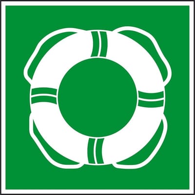 Reddingsboei bord - kunststof - ISO 7010, E061 100 x 100 mm
