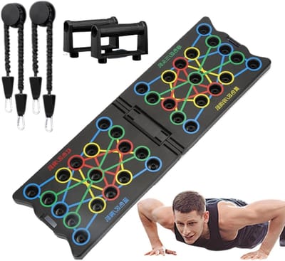 Fitness Pompstang - Krachttraining Plank - Spieropbouw Thuis - Opvouwbaar Ontwerp - 70 x 23 x 2 cm - Zwart