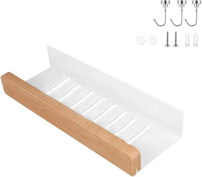 Badkamer Wandplank van 30 cm - Carbon Staal Plank voor Douchegel met Magnetische Haak - Ideaal voor Badkamer, Keuken en Woonkamer
