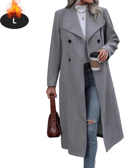 Livano Mantel Dames - Tussenmantel - Jas - Mantelpakje - Trenchcoat - Overjas - Overcoat - Winter - Donkergrijs - L
