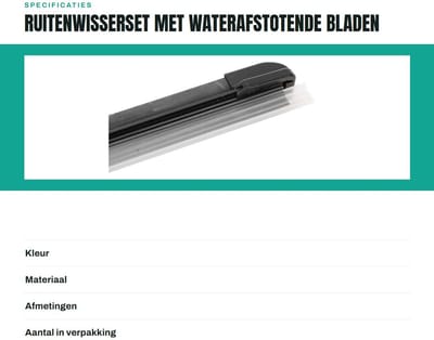 Dailygoods- Ruitenwisserset 24 inch - Ruitenwisserblad - Waterafstotend - Achterwisser 16 inch - Ruitenreiniger - Schokbestendig en flexibel - Ruitenwisser