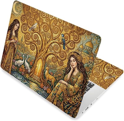 Laptop Skin Stickers Set - Gouden Universele Waterdichte Decoratieve Sticker Cover voor 12-15.6 inch Notebooks, Zelfklevend en Verwijderbaar PVC Art Decal voor Bescherming