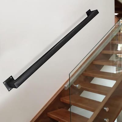 Metalen Trapleuning - Muursteun Set - Veiligheid Verhoging - Corrosiebestendige Coating - 600cm Lengte - Zwart