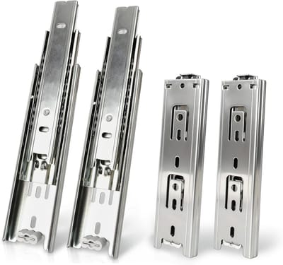Ladegeleiders 150 mm - 4 stuks telescopische uittrekbare rails voor schuiflades, zwaar draagvermogen 45 kg, volledig uittrekbaar en duurzaam