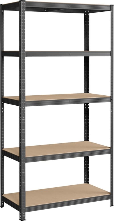 SONGMICS - Stellingkast - Opbergrek - Zwaar Stalen Frame met 5 Verstelbare Legplanken