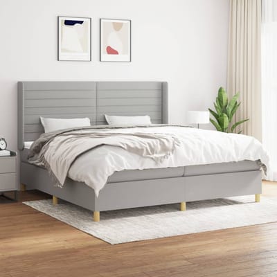 vidaXL - Boxspring - met - matras - stof - lichtgrijs - 200x200 - cm
