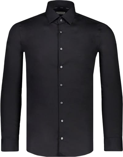 Calvin Klein slim fit overhemd - popeline - zwart - Strijkvriendelijk - Boordmaat: 39 (EU maat: M)