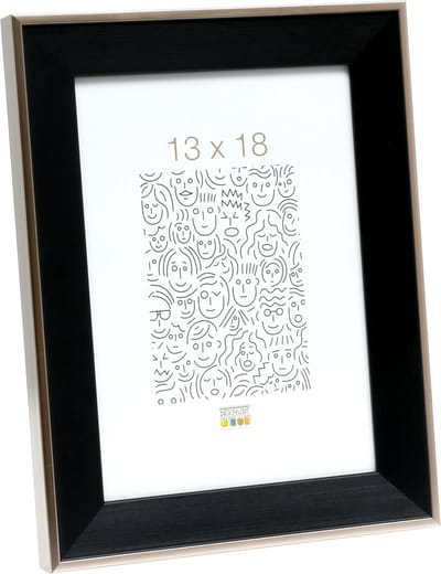 Deknudt Frames fotolijst S45FE2 - zwart - zilver buitenrand - 13x18 cm