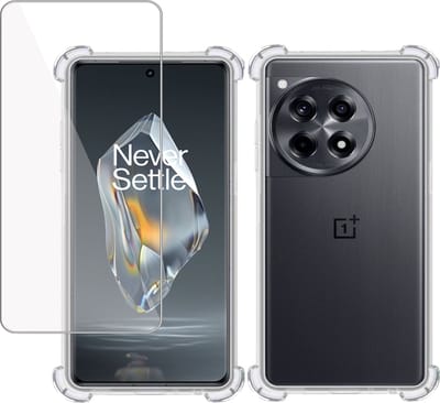 Hoesje + Screenprotector geschikt voor OnePlus 12R – Tempered Glass - Extreme Shock Case Transparant
