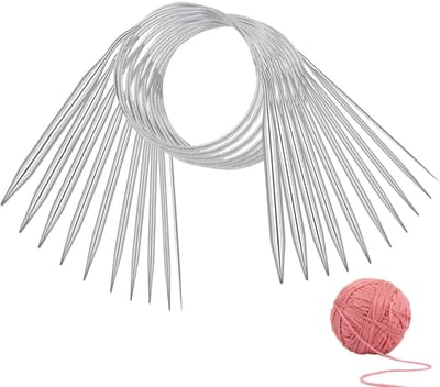 Allecto - Circulaire Breinaalden 80cm - 10-delige RVS Set - Perfect voor Beginners - Handwerken - Ideaal voor Breien - Duurzaam en Lichtgewicht