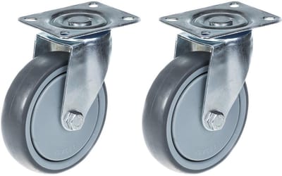125 mm (5 inch) zwenkwiel met grijze rubberen band, zeer stevig, draagvermogen 260 kg, set van 2
