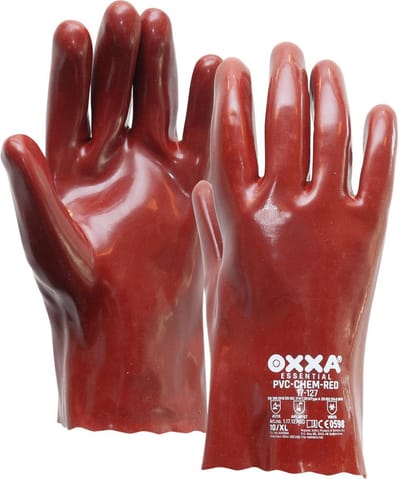 OXXA PVC-Chem-Red 17-127 PVC Premium Red 17-127 handschoen 10 Oxxa - Rood - PVC - Slip-on - EN 388:2016 & EN ISO 374-1:2016/Type A