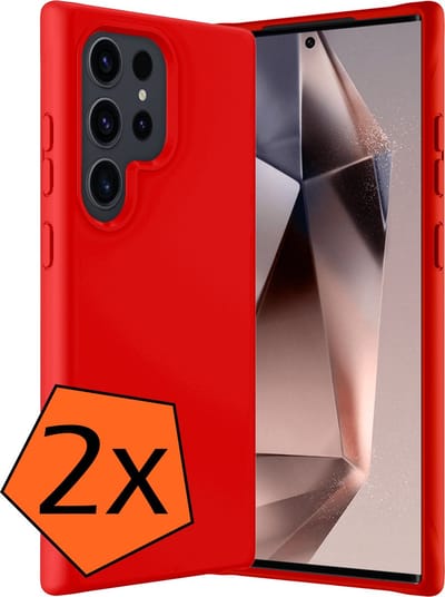 Hoes - 2 Stuks - Geschikt voor Samsung Galaxy S24 Ultra - Sterk & Shockproof - Case Siliconen - Back Cover - Telefoon Hoes - Rood