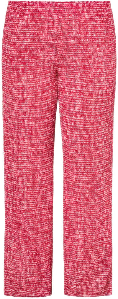 Studio Untold - Dames - Broek wijde pijpen structuur elastische tailleband - Appelrood - Maat 42