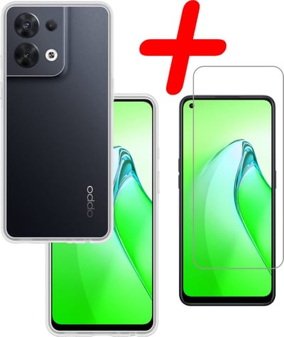 Hoesje Met Screenprotector - Geschikt voor OPPO Reno 8 - Sterk & Shockproof - Back Cover - Siliconen Case - Telefoon Hoes - Transparant