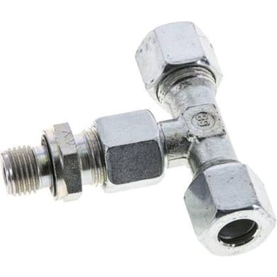 10L & G1/4'' Verzinkt Stalen T-stuk Snijringkoppeling Buitendraad 315bar Verstelbaar ISO 8434-1