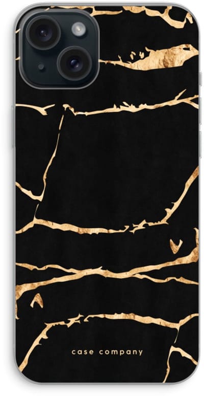 Case Company® - Hoesje geschikt voor iPhone 15 Plus hoesje - Gouden marmer - Soft Cover Telefoonhoesje - Bescherming aan alle Kanten en Schermrand