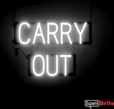 CARRY OUT - Lichtreclame Neon LED bord verlicht | SpellBrite | 88 x 16 cm | 6 Dimstanden - 8 Lichtanimaties | Reclamebord neon verlichting