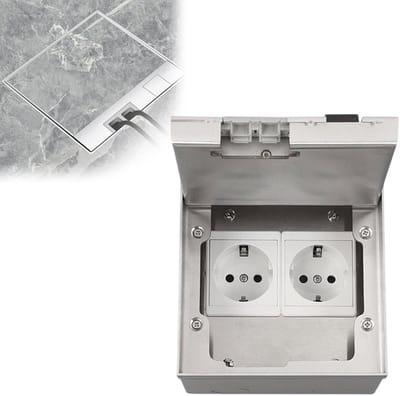 Inbouw vloerstopcontact 2/3 polig - roestvrijs staal waterdicht bodemcontactdoos voor binnen