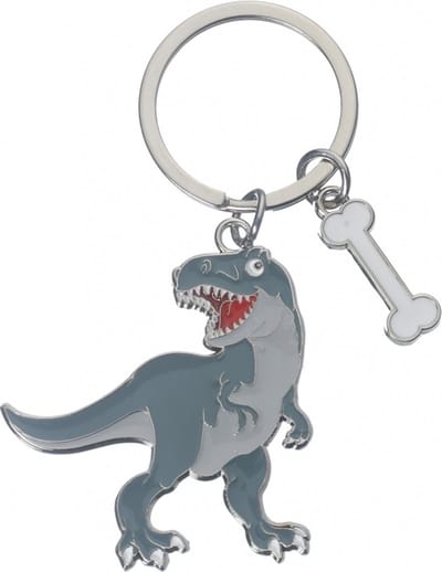 Metalen sleutelhanger van een t-rex dino - 5 cm - Dieren cadeau artikelen - Kinderen