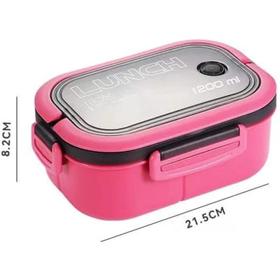 Enkele dubbellaagse lunchbox Draagbaar compartiment Fruitvoedseldoos Magnetronlunchbox met vork en lepel Picknickversdoos 3&2 pink