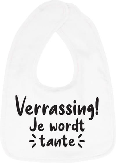 Hospitrix Slabbetje met tekst "Verrassing! Je wordt tante! " Wit - Cadeau Zwangerschap - Baby Kwijldoek - Kwijllap - Morslap - Bavette - Bekendmaking - Aankondiging - Aanstaande Moeder - Moederdag