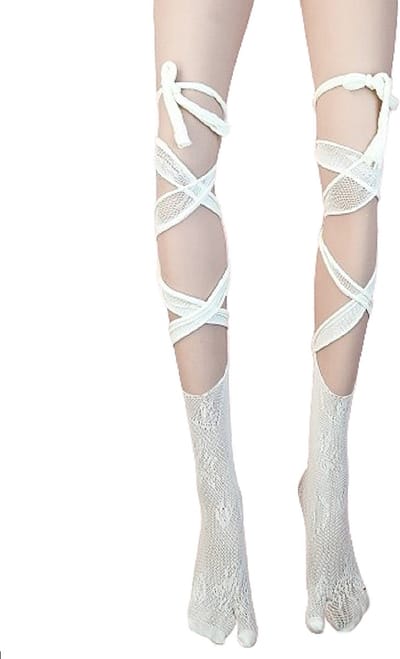 BamBella® - Erotischegaten gaas panty kousen dames - Sexy hoge sokken Wit