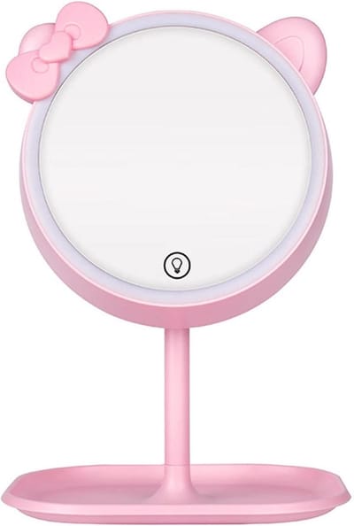 verlichte make-up spiegel, 90 graden draaibaar en touchscreen dimmen, Afneembare draagbare reizende make-upspiegel met verlichting, USB-aangedreven, Cadeau voor meisje Best,B