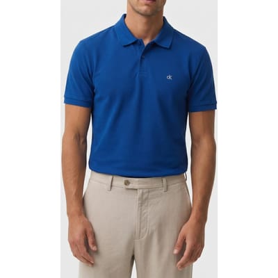 Calvin Klein Ss Monogram Pique Polo Chase Blue Taglia: XS | Polo Outlet | Uomo | Blu
