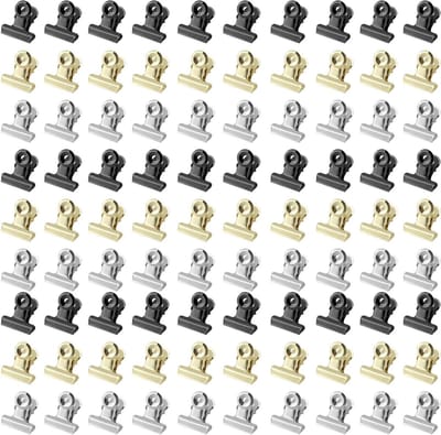 Set van 90 kleine bulldog paperclips met sterke veer, 22mm metalen clips voor documenten, foto's en kantoorwerk, multifunctionele clips in 3 kleuren