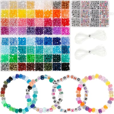 Kralen, 1977 stuks kandi kralen set, plastic pony kralen bulk met 375 stuks brief kralen, elastische string doe-het-zelf armbanden sieraden kralen voor armbanden ketting