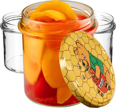 KADAX jampotten, 350 ml, diameter 82 mm, inmaakpotten met schroefdeksel, honingpotten, voorraadpotten voor paddenstoelen, jam, honing (10 stuks, Winnie de Poeh)