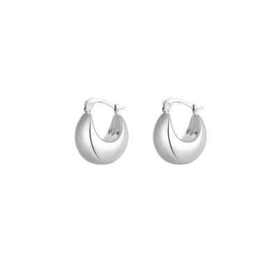 Chunky Moon Oorbellen Zilver - Yehwang - Zilveren Oorbellen - Stainless Steel (verkleurt niet!) - Oorbellen dames - Kerst cadeau - Sinterklaas cadeau - Valentijn - Moederdag - Oorbellen voor tieners