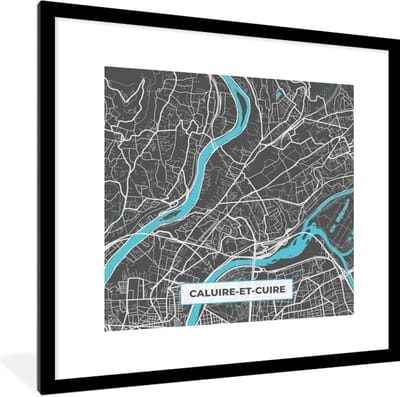 Fotolijst incl. Poster - Plattegrond - Caluire-et-Cuire - Frankrijk - Stadskaart - Kaart - 40x40 cm - Posterlijst