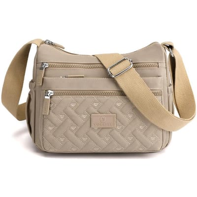 Schoudertas met meerdere compartimenten voor dames Creatieve diamanten borduurgaren Messenger Bag Waterafstotende nylon tas met grote capaciteit one size beige