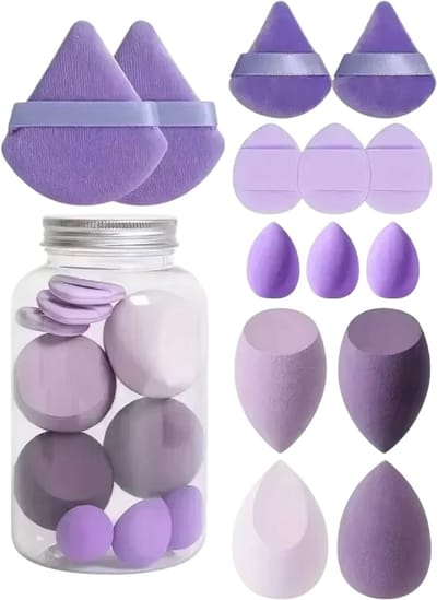 Make-up Spons Set 14 Stuks – Make Up Sponsjes & Foundation Spons voor Poeder, Concealer en Vloeibare Make-up Applicatie - Paars