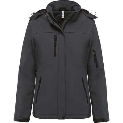Kariban Gewatteerde softshell damesparka met capuchon K651 - Titanium - S