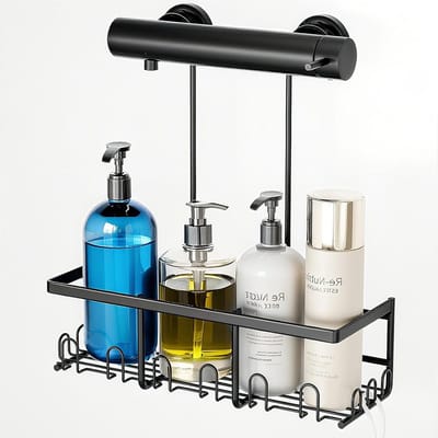 Hanging Doucheplank zonder Boren, Met 12 Haken voor Shampoo en Zeep, Ideaal voor Badkameropslag en Organisatie