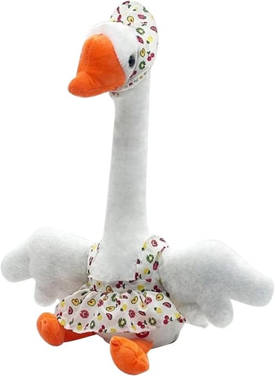 Dansende Knuffelgans - Interactief Speelgoed - Kinderkamer Vermaak - Spraakopname Functie - 30 x 23 x 5 cm