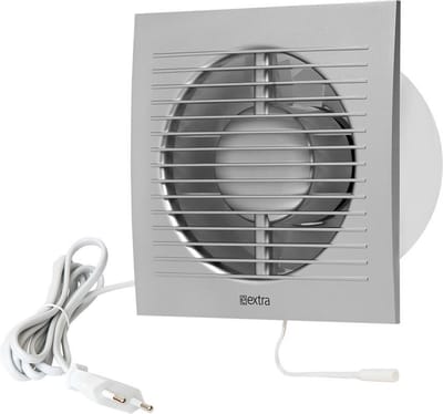 Badkamerventilator 100 mm ZILVER met trekkoord en stekker EE100WPS