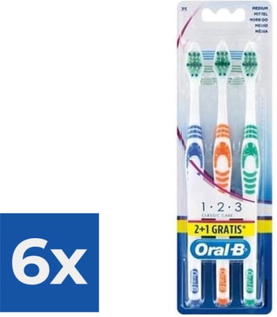 Oral-B Tandenborstel  Classic 123 Medium 3 Stuks - Voordeelverpakking 6 stuks