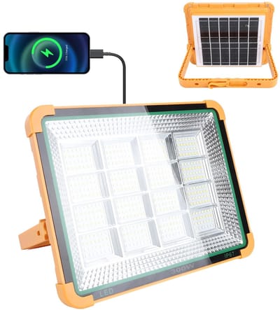 Allecto - Solar Powered 300W LED Werklicht - 25000LM, IP67 Waterdicht, Oplaadbaar 10000mAh, 4 Verlichtingsmodi