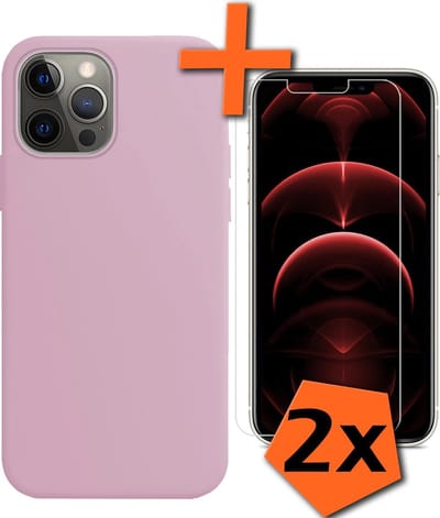 Hoes - Met 2x Screenprotector - Geschikt voor Apple iPhone 13 Pro - Sterk & Shockproof - Back Cover - Siliconen Case - Telefoon Hoes - Lila