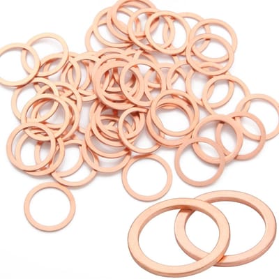 Dailygoods - Koperen afdichtringen, sluitringen, 50 stuks, M14 x 18 x 1 koperen afdichtringen, set sluitringen, platte olieaftapschroef, afdichting voor schroeven, auto's, schepen, generatoren, machines