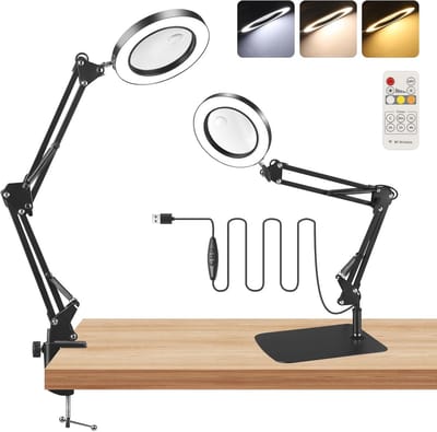 Vergrootlamp met licht en dimbare functie voor werkplek en hobby