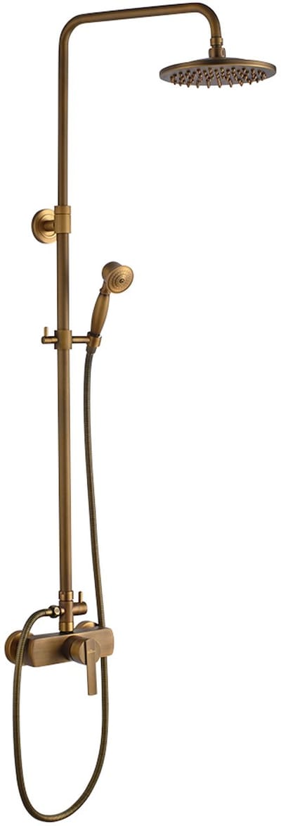 Auralum Max Antiek Koperen Doucheset - Verstelbare hoogte - 20×20 cm Ronde Regenkop - 2 Functies - Telefoonhanddouche - Retro design